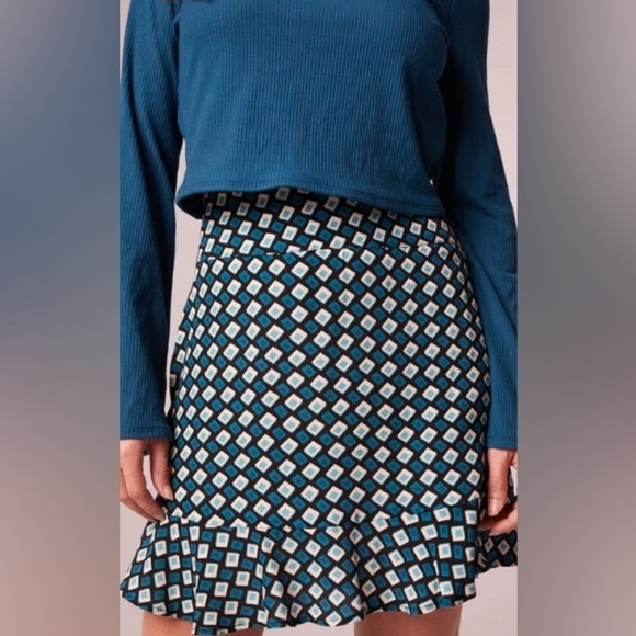 NWT Band of the Free Gypsy 70’s Retro Disco Teal Diamond Mini Skirt Size XS - Picture 5 of 13